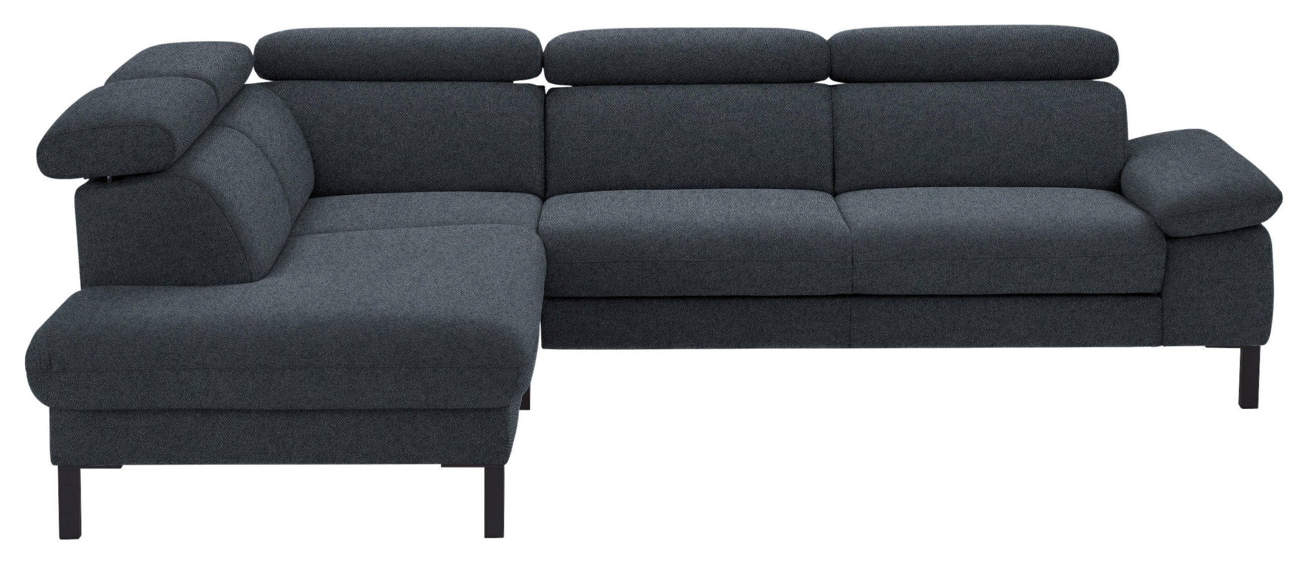 ECKSOFA in Flachgewebe Anthrazit  - Anthrazit/Schwarz, Design, Holzwerkstoff/Textil (217/272cm) - Pure Home Comfort