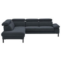 ECKSOFA in Flachgewebe Anthrazit  - Anthrazit/Schwarz, Design, Holzwerkstoff/Textil (217/272cm) - Pure Home Comfort