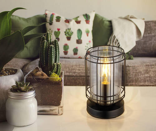 BORDSLAMPA 13,1/20 cm   - klar/svart, Klassisk, metall/glas (13,1/20cm) - Globo