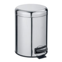 TRETEIMER 5 l  Metall  - Edelstahlfarben/Schwarz, Basics, Kunststoff/Metall (21/24/28cm) - Wenko