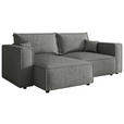 ECKSOFA Grau Webstoff Zierkissen, Rückenkissen, Rücken echt  - Schwarz/Grau, MODERN, Kunststoff/Textil (153/250cm) - Xora