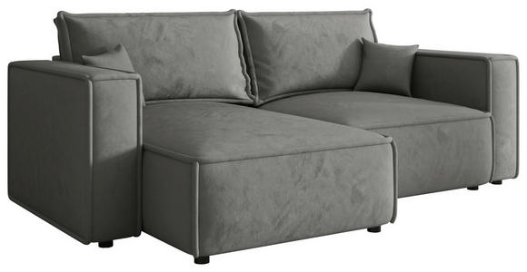 ECKSOFA Grau Webstoff Zierkissen, Rückenkissen, Rücken echt  - Schwarz/Grau, MODERN, Kunststoff/Textil (153/250cm) - Xora