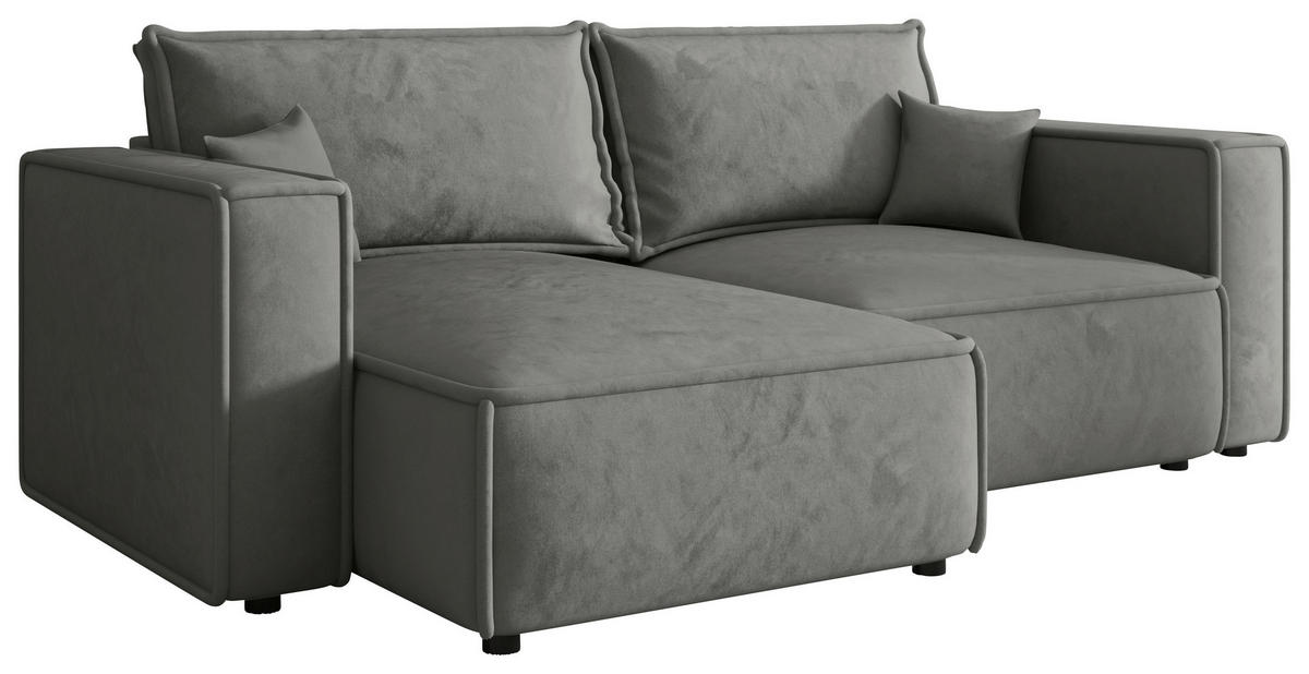 ECKSOFA Grau Webstoff Zierkissen, Rückenkissen, Rücken echt  - Schwarz/Grau, MODERN, Kunststoff/Textil (153/250cm) - Xora