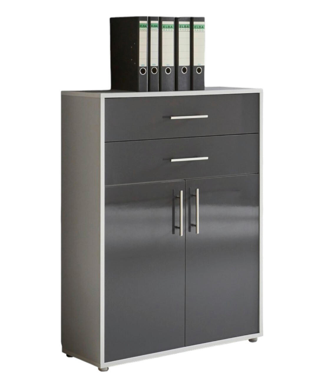 AKTENSCHRANK Grau, Anthrazit Hochglanz  - Anthrazit Hochglanz/Grau, MODERN, Holzwerkstoff (84,5/114/33cm) - MID.YOU