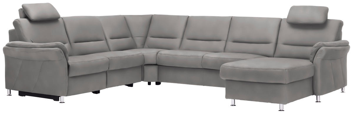WOHNLANDSCHAFT in Mikrofaser Ecru  - Ecru/Alufarben, Konventionell, Textil/Metall (262/335/173cm) - Beldomo System
