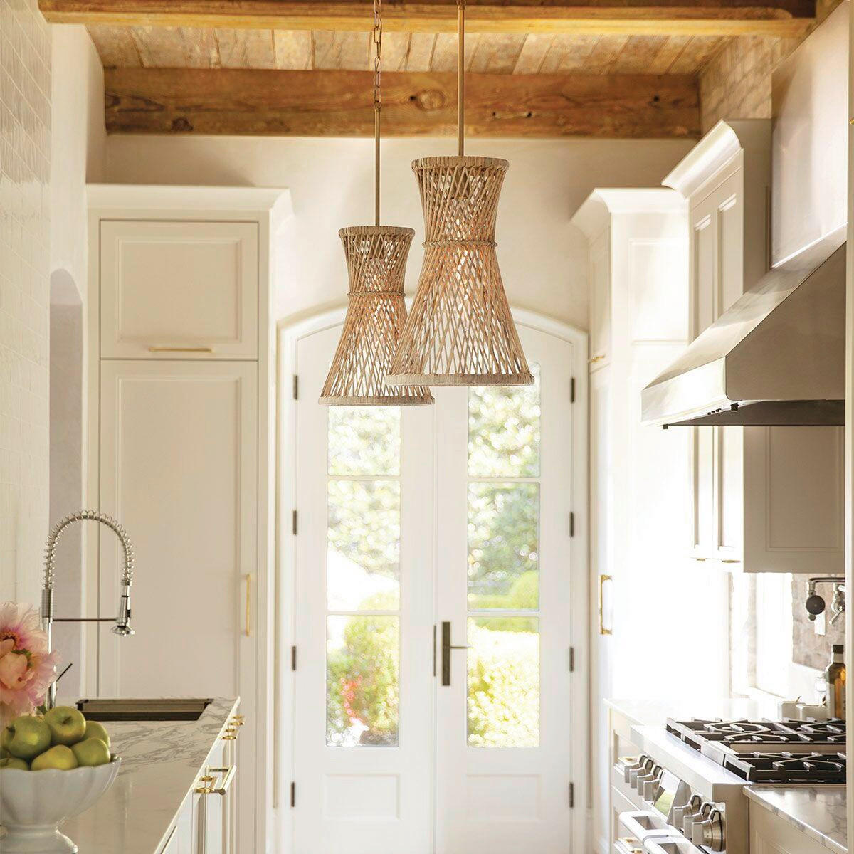 HÄNGELEUCHTE Twyla  57,7/30,5/30,5 cm  - Goldfarben, Natur, Holz/Metall (57,7/30,5/30,5cm) - Elstead Lighting