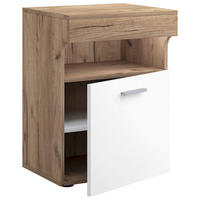 SÄNGBORD i vit, honungsek  - vit/honungsek, Modern, trämaterial/plast (45/61/39cm) - MID.YOU