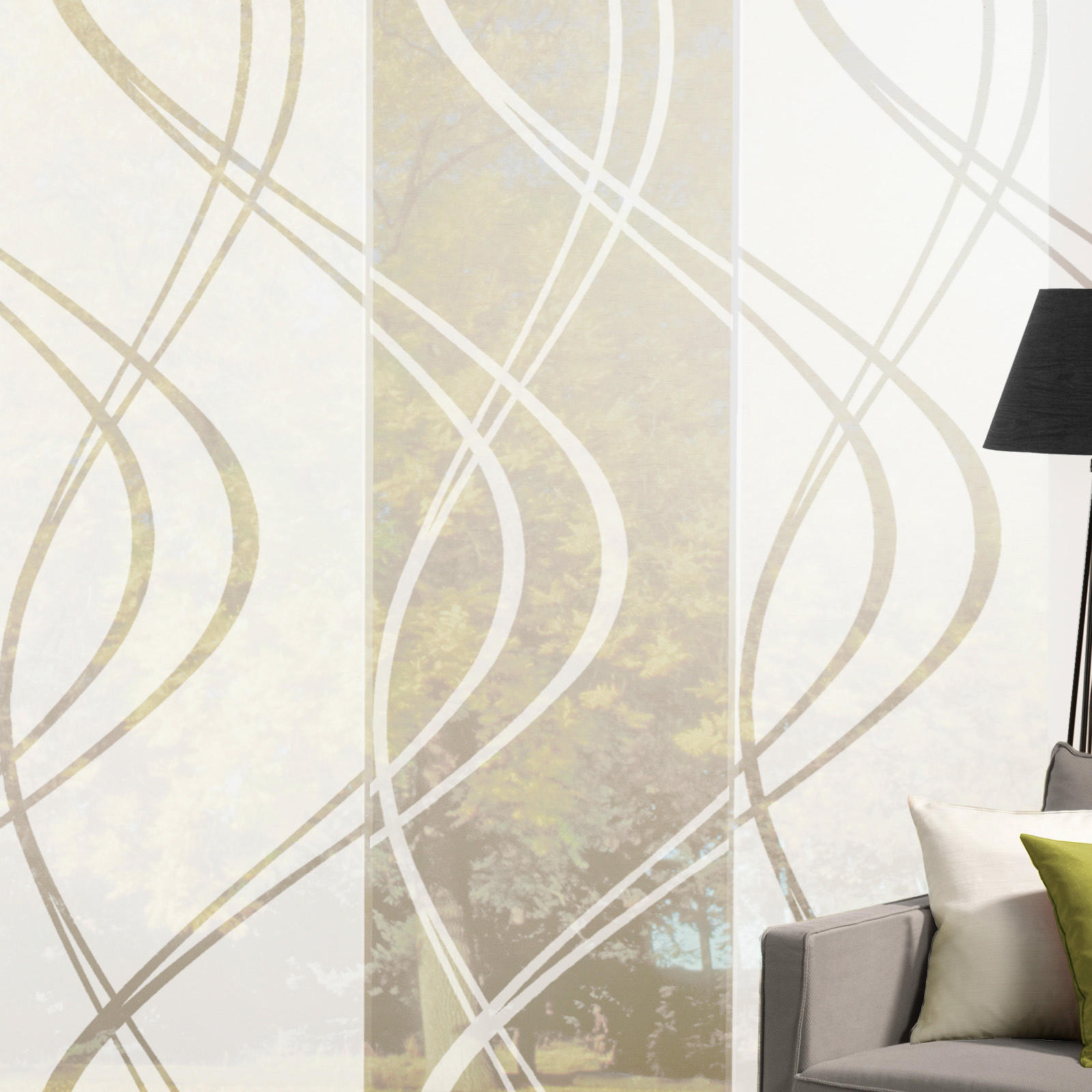FLÄCHENVORHANG TIBERIO, 3-TLG. 3 Stück halbtransparent 60/245 cm - Weiß, MODERN, Textil (60/245cm)