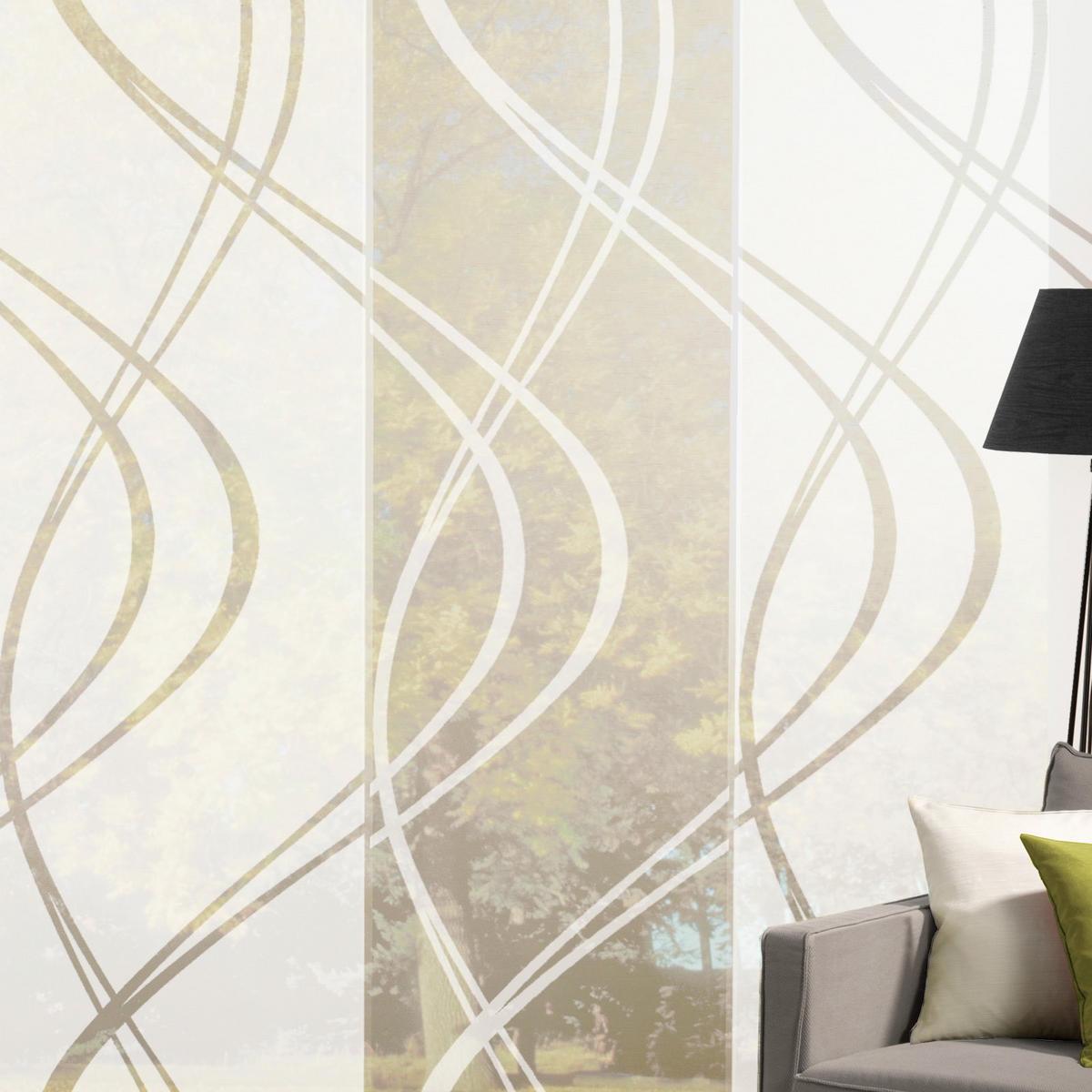 FLÄCHENVORHANG TIBERIO, 3-TLG. in Weiß halbtransparent  - Weiß, MODERN, Textil (60/245cm)