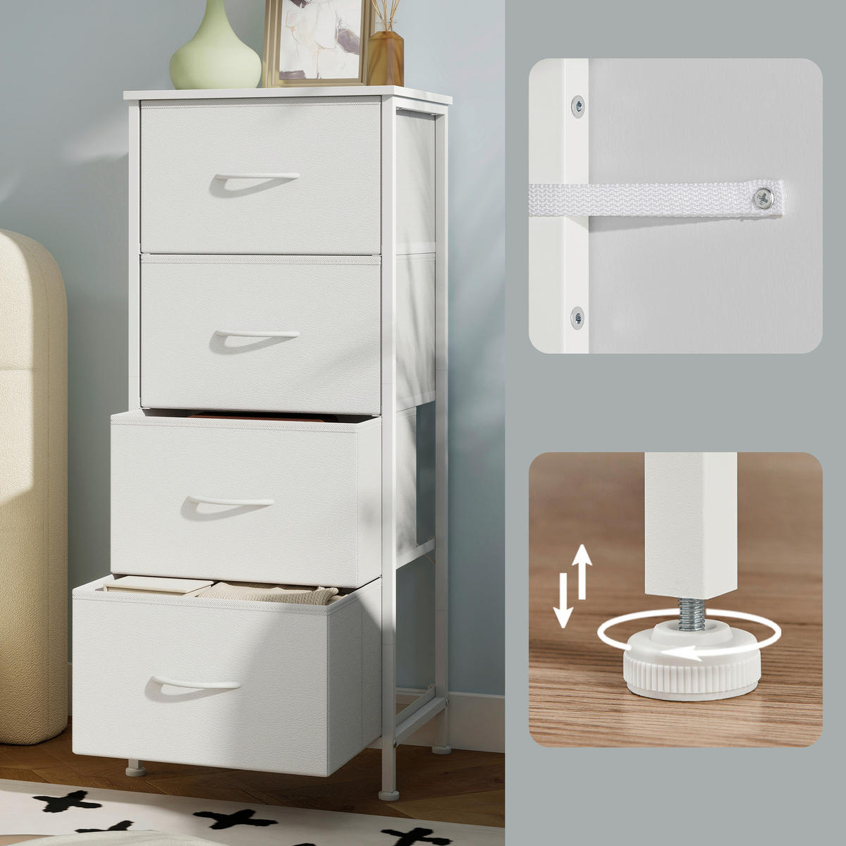 KOMMODE , 39,6/95,2/30 cm, 4 Schublade(n)  - Weiß, Trend, Holzwerkstoff/Kunststoff (39,6/95,2/30cm) - Boxxx