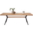 ESSTISCH in Holz 220/100/76 cm  - Eichefarben/Schwarz, Natur, Holz/Metall (220/100/76cm) - Linea Natura