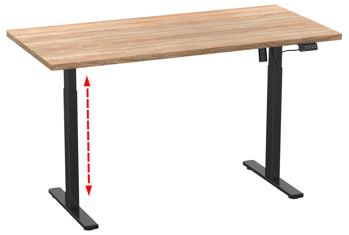 SCHREIBTISCH  in Schwarz, Sonoma Eiche  - Silberfarben/Schwarz, Design, Holzwerkstoff/Metall (110/71/80cm) - MID.YOU