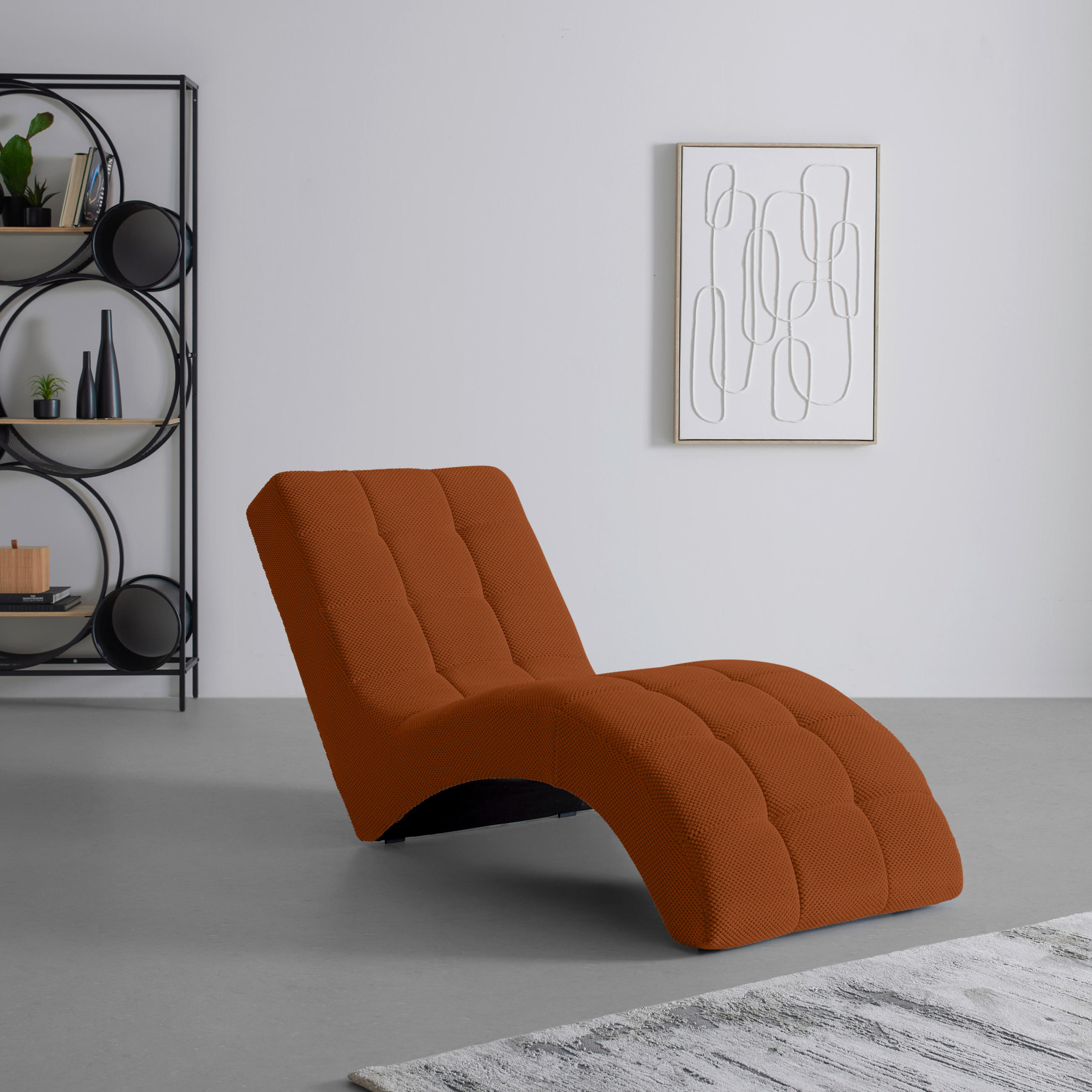 LIGGFÅTÖLJ i vävt tyg aprikos  - aprikos/svart, Modern, textil/plast (68/80/167cm) - MID.YOU