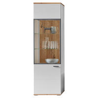 VITRINE BASSET Schwarz, Weiss, Eiche Artisan  60/206/37 cm  - Weiss/Schwarz, Design, Glas/Holzwerkstoff (60/206/37cm) - Stylife