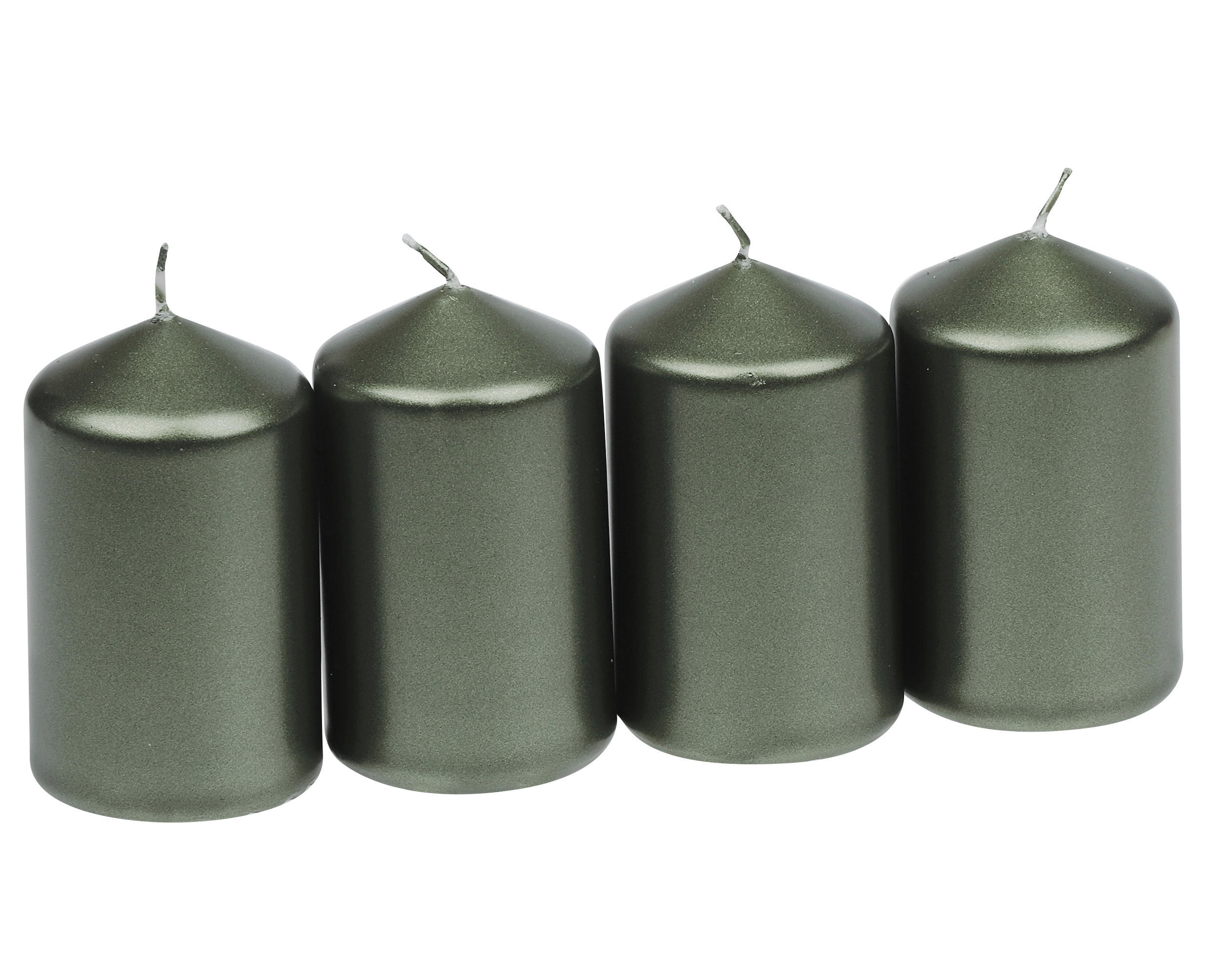 STUMPENKERZENSET - Salbeigrün, KONVENTIONELL, Paraffin (18,8/7,5cm)