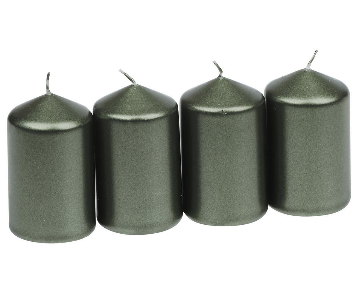 STUMPENKERZENSET - Salbeigrün, KONVENTIONELL, Paraffin (18,8/7,5cm)