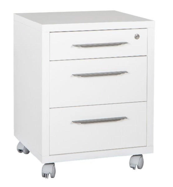 ROLLCONTAINER 48/63/45 cm - Weiss Hochglanz/Alufarben, Design, Holzwerkstoff/Kunststoff (48/63/45cm)