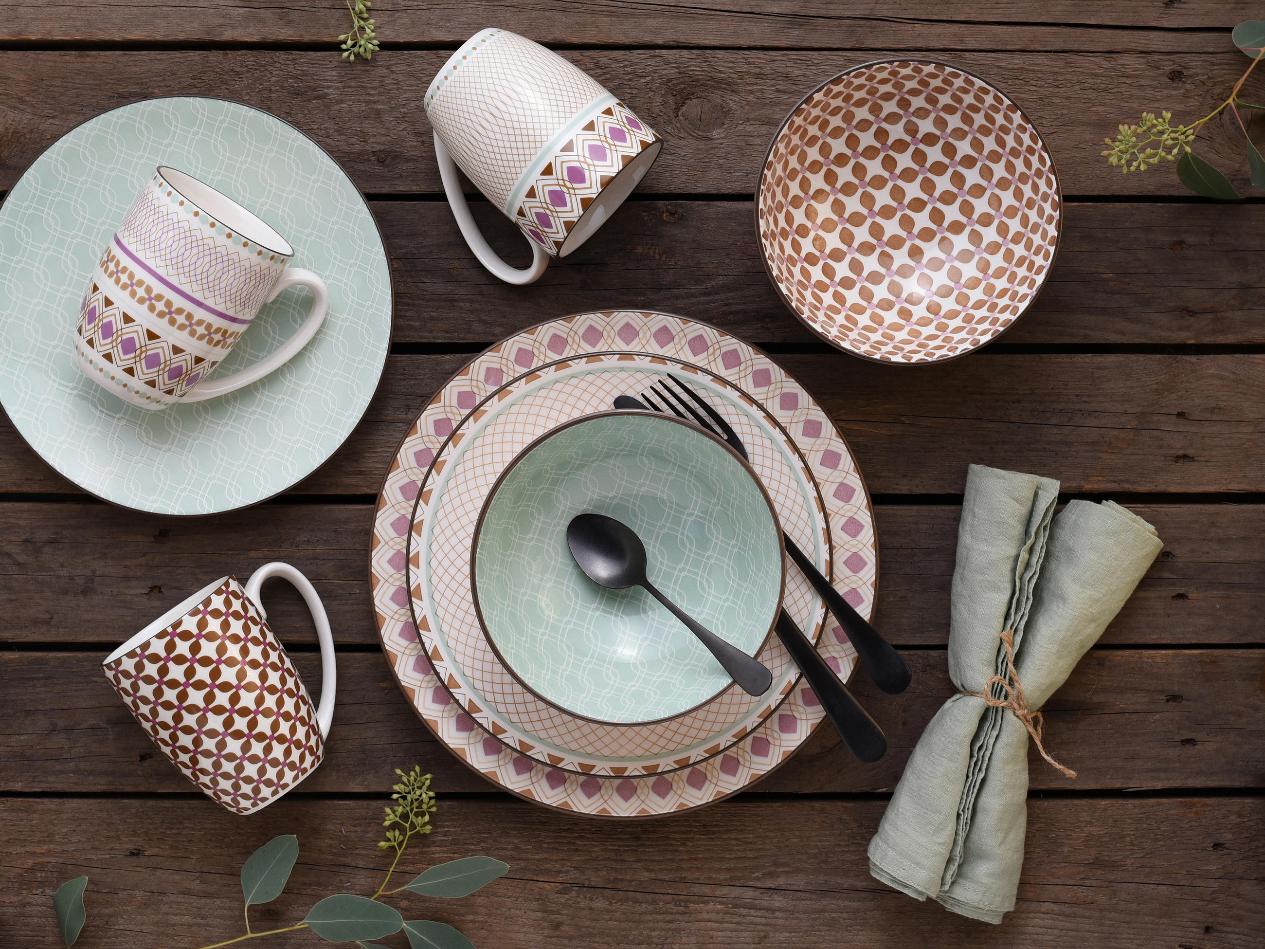 KOMBISERVICE Multicolor 16-teilig 4 Personen  - Multicolor, Basics, Keramik - Creatable