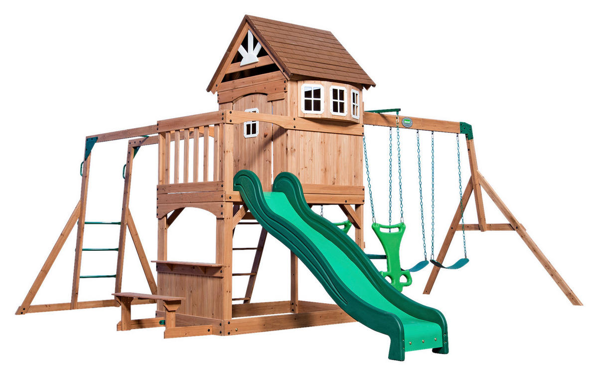 SPIELTURM MONTPELIER 490/470/290 cm  - Braun/Grün, Konventionell, Holz (490/470/290cm)
