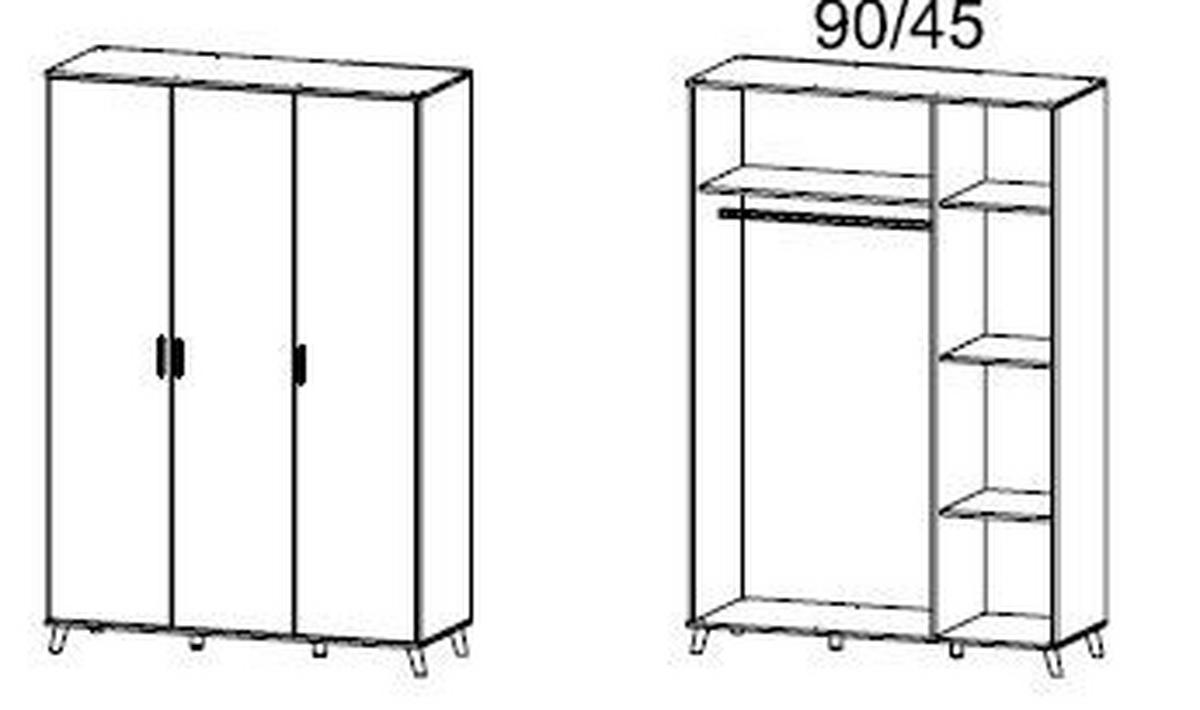 SKRIŇA S OTOČNÝMI DVERAMI, biela, 137/203/53 cm - biela, Modern, drevo/kompozitné drevo (137/203/53cm)
