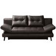 SCHLAFSOFA in Echtleder Braun  - Schwarz/Braun, Design, Leder/Metall (209/94/94cm) - Novel