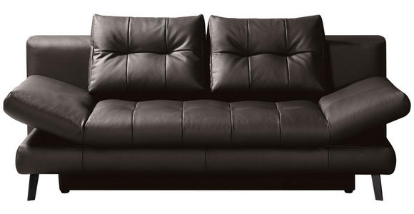 SCHLAFSOFA Braun Echtleder - Schwarz/Braun, Design, Leder/Metall (209/94/94cm) - Novel