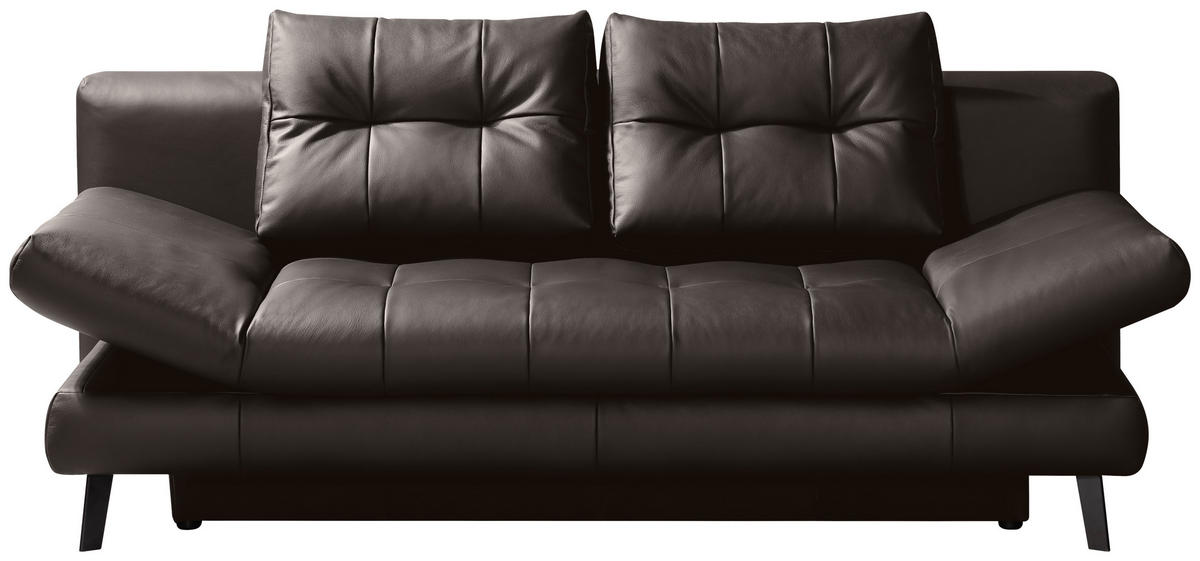 SCHLAFSOFA Braun Echtleder  - Schwarz/Braun, Design, Leder/Metall (209/94/94cm) - Novel