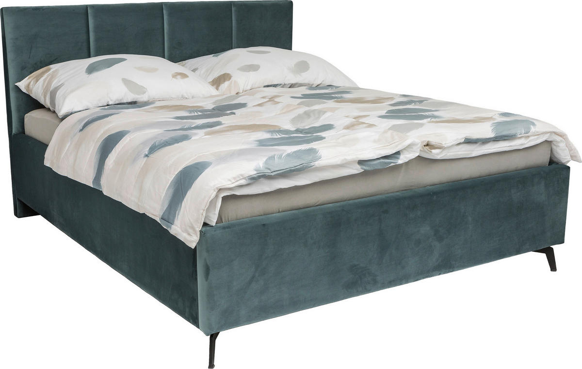 KÁRPITOZOTT ÁGY  zöld  - fekete/zöld, Modern, faalapú anyag/textil (177/110/217cm) - Hom`in