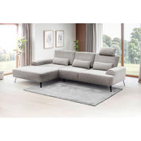 ECKSOFA in Flachgewebe Beige  - Beige/Schwarz, Design, Textil/Metall (178/305cm) - Livetastic