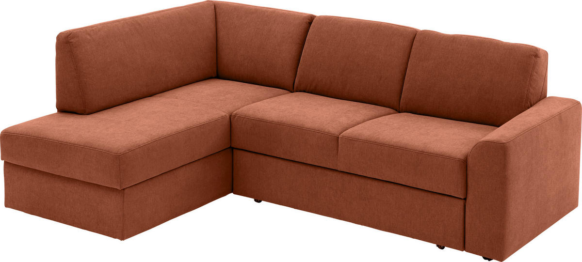 ECKSOFA in Flachgewebe Rostfarben  - Rostfarben/Schwarz, Konventionell, Kunststoff/Textil (165/224cm) - Xora