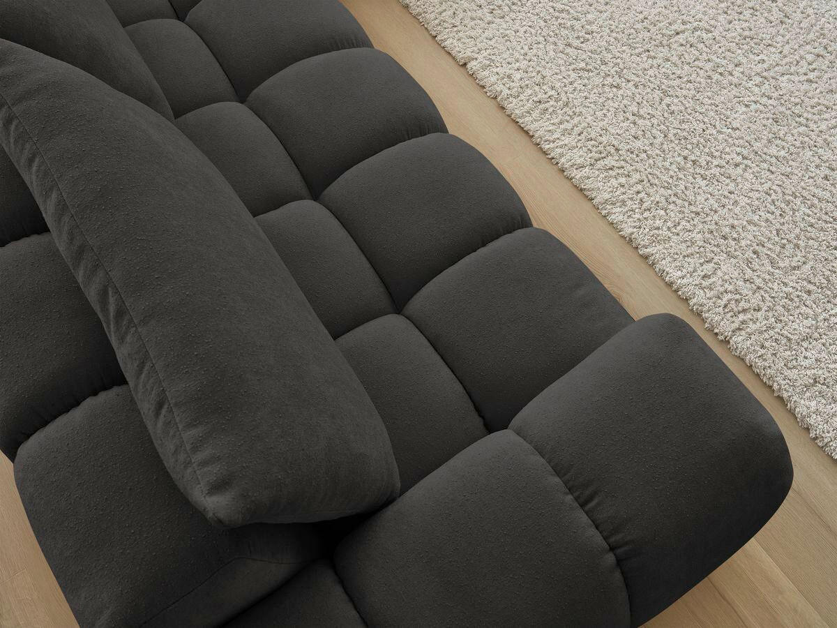 ECKSOFA Ottomane rechts  EVEREST Schwarz Struktur  - Schwarz, MODERN, Kunststoff/Textil (352/210cm)