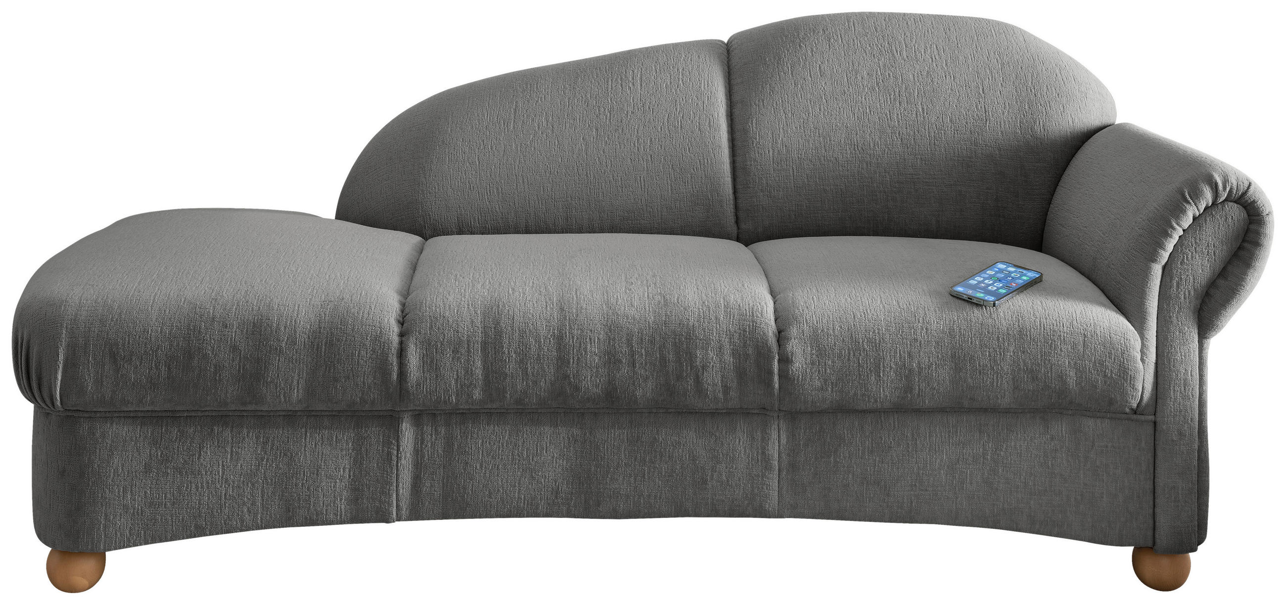 OTTOMANE in Mikrofaser Graubraun  - Wildeiche/Graubraun, KONVENTIONELL, Holz/Textil (190/84/86cm) - Livetastic