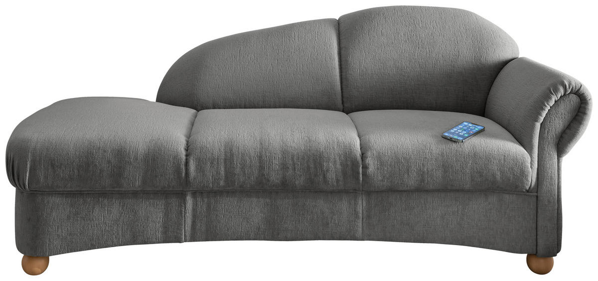 OTTOMANE in Mikrofaser Graubraun  - Wildeiche/Graubraun, KONVENTIONELL, Holz/Textil (190/84/86cm) - Livetastic