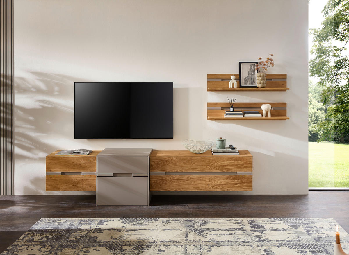 WOHNWAND  Taupe, Wildeiche 280/153/47 cm  - Taupe/Wildeiche, Design, Holz/Holzwerkstoff (280/153/47cm) - Novel