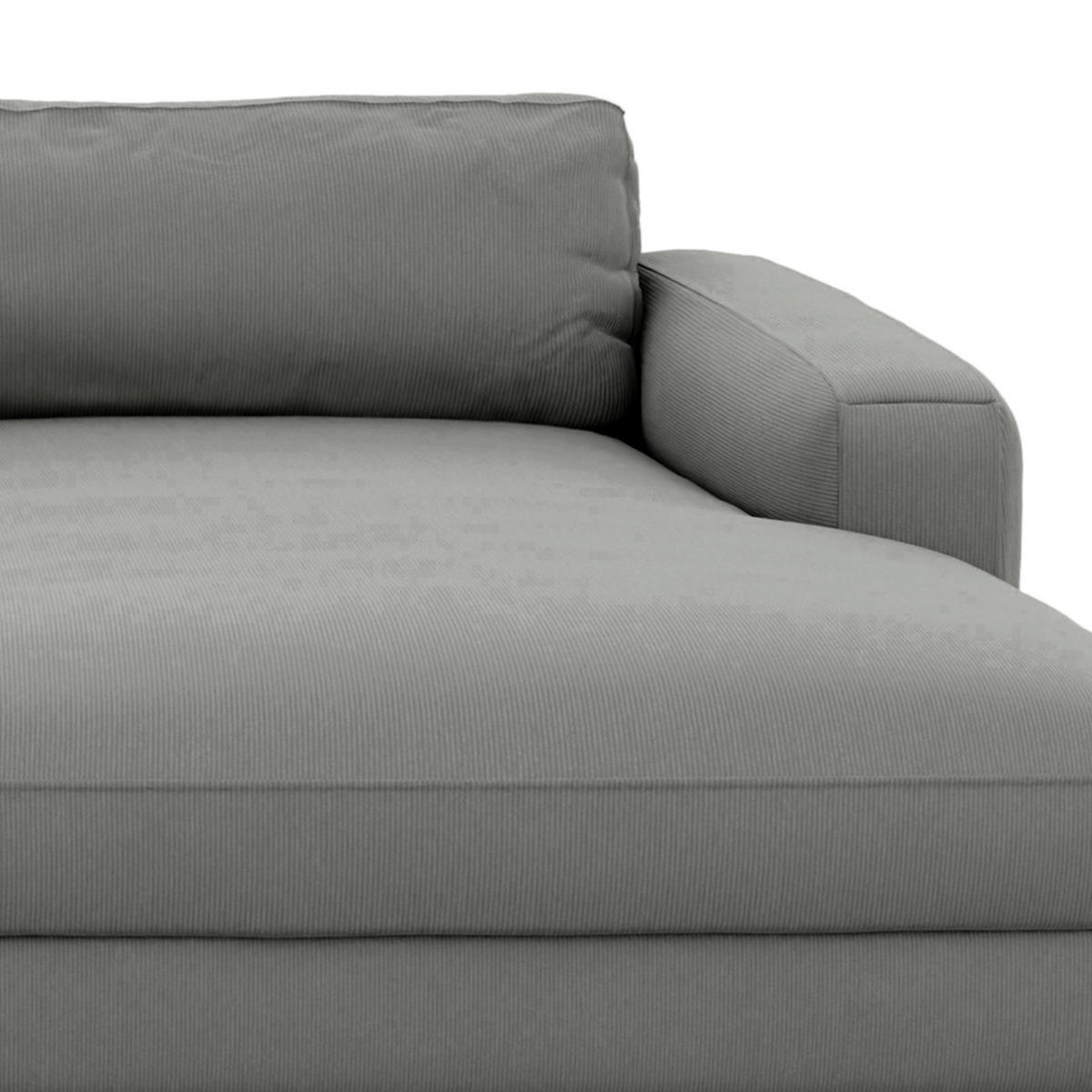 ECKSOFA in Cord Dunkelgrau  - Dunkelgrau/Schwarz, Modern, Textil (303/84/176cm) - Trendmanufaktur