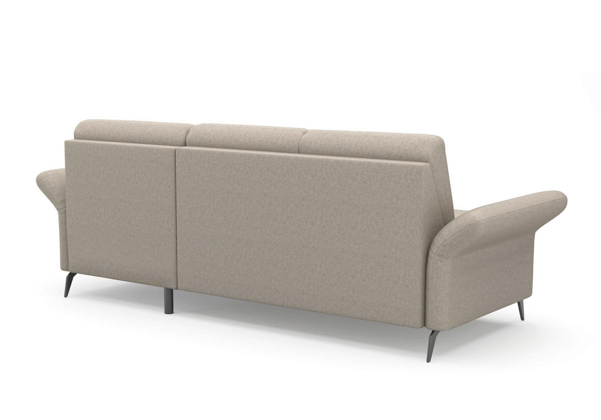ECKSOFA in Flachgewebe Taupe  251/164 cm  - Taupe/Schwarz, KONVENTIONELL, Textil/Metall (251/164cm) - Sit & More