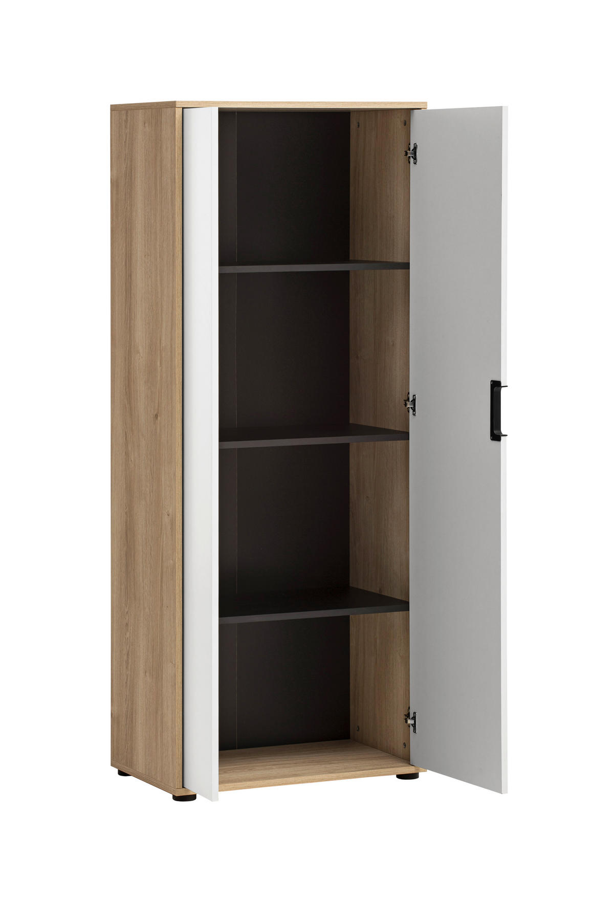 AKTENSCHRANK Weiß, Schwarz, Eichefarben  - Eichefarben/Schwarz, MODERN, Holzwerkstoff (65,1/163,6/41cm) - MID.YOU