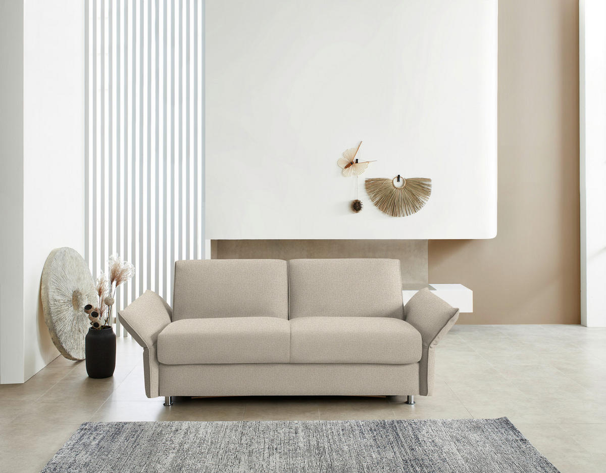 SCHLAFSOFA  in Flachgewebe Cappuccino  - Chromfarben/Cappuccino, Design, Textil/Metall (194-234/88/101cm) - Bali