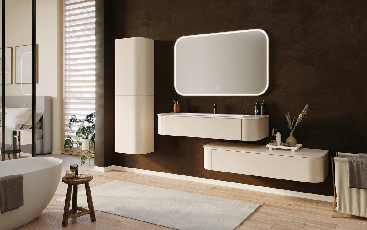 HOCHSCHRANK 45/160/30 cm  - Kaschmir, KONVENTIONELL, Glas/Holzwerkstoff (45/160/30cm) - Novel