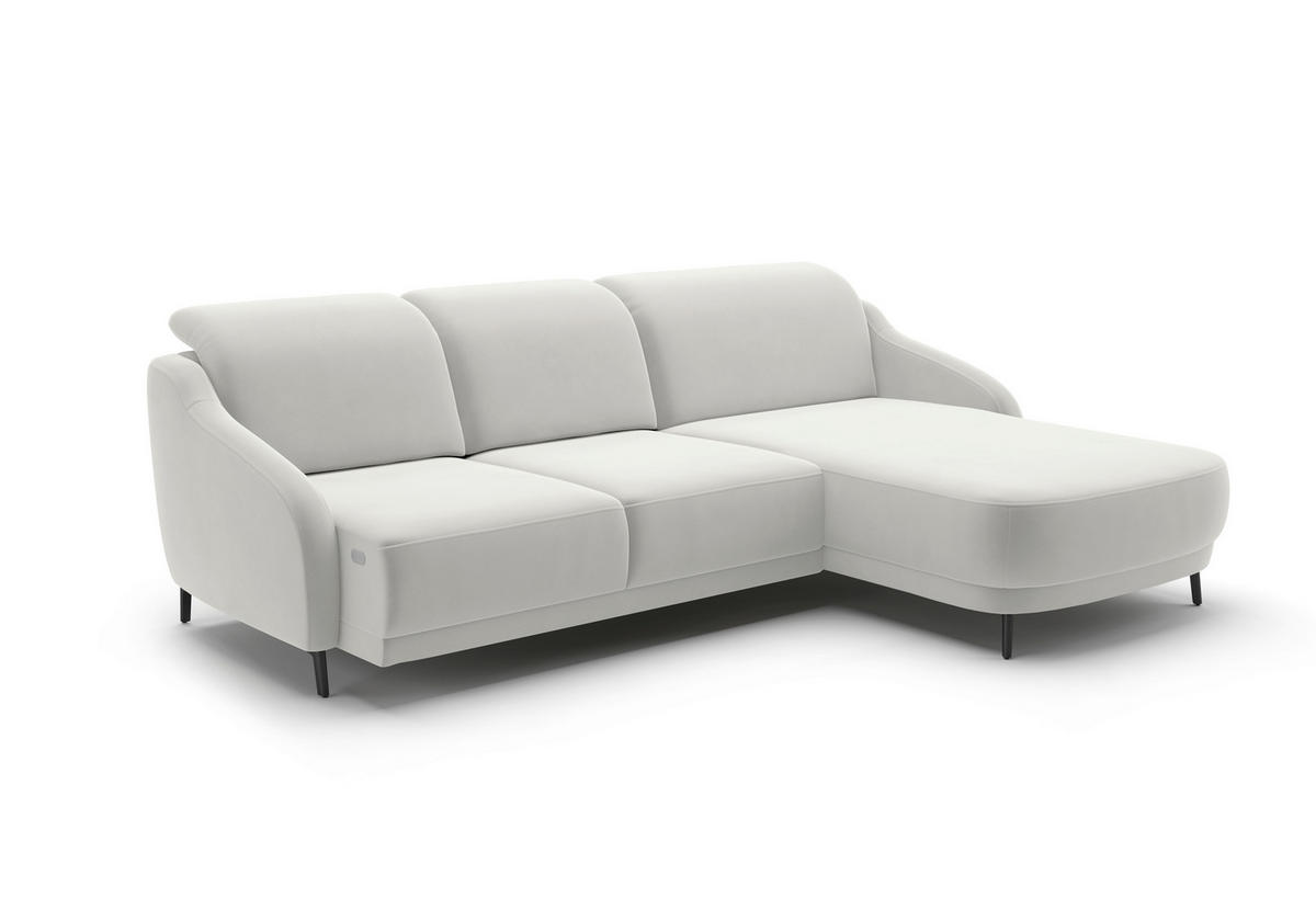 ECKSOFA BLUES V Sandfarben Samt  - Sandfarben/Schwarz, MODERN, Textil/Metall (271/191cm) - Sit & More