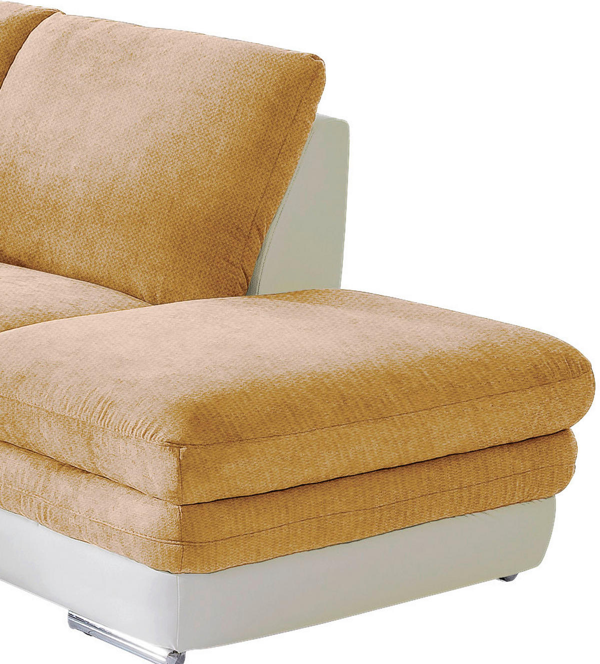 WOHNLANDSCHAFT in Creme, Dunkelgelb  - Chromfarben/Dunkelgelb, Modern, Textil/Metall (264/221cm) - MID.YOU