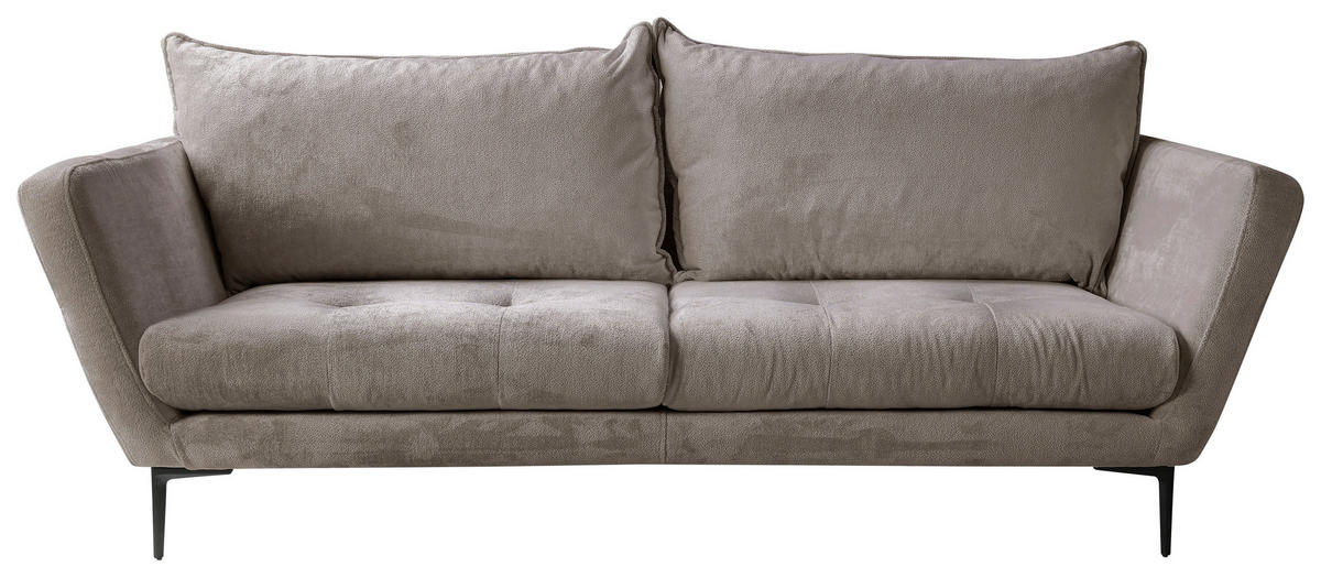 SOFA in Velours Grau  - Schwarz/Grau, Design, Textil/Metall (225/86/95cm) - MID.YOU
