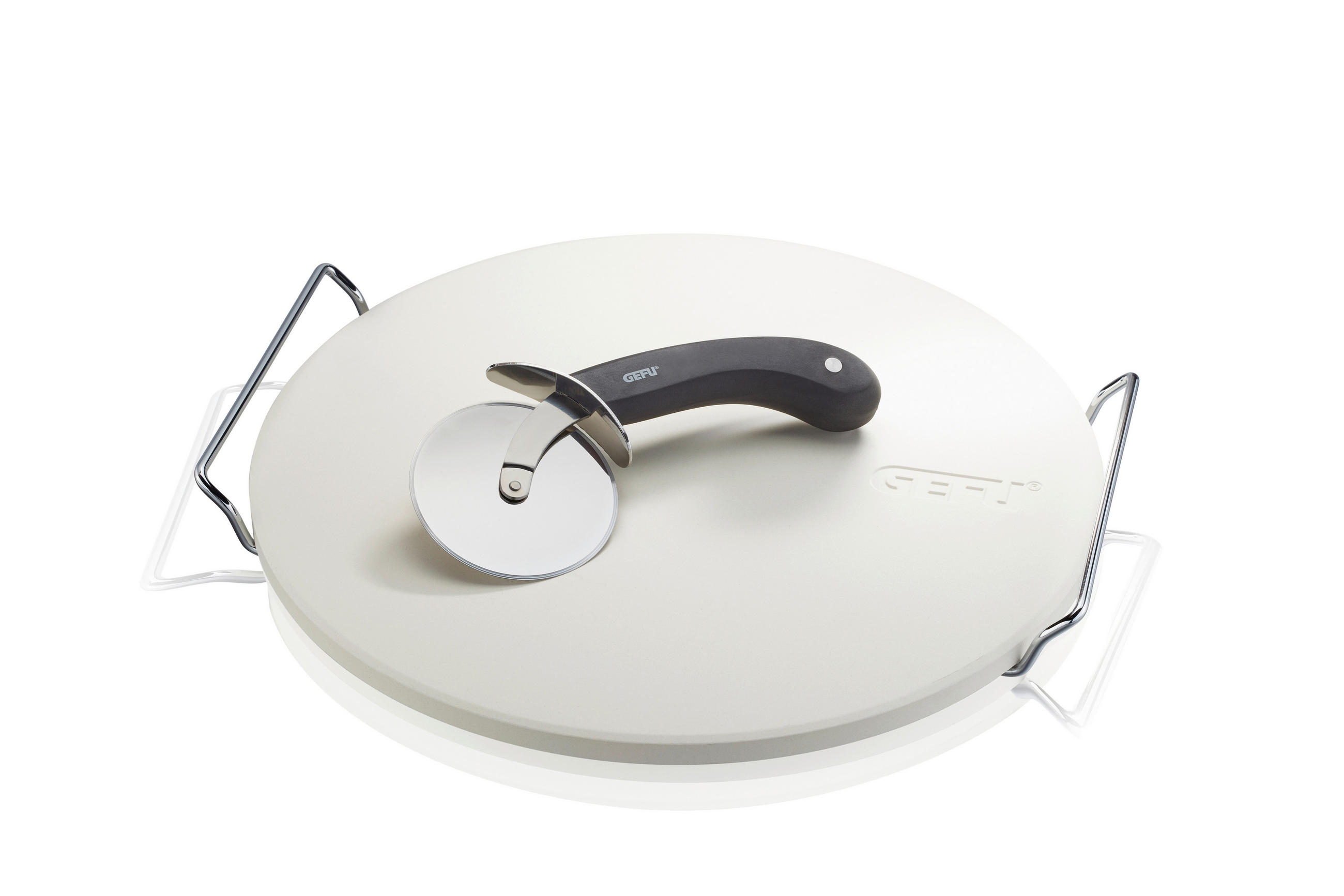 KAMEN ZA PIZZU  metal, plastika, kamen  Darioso  - prirodne boje/boje oplemenjenog čelika, Basics, kamen/metal (33cm) - Gefu