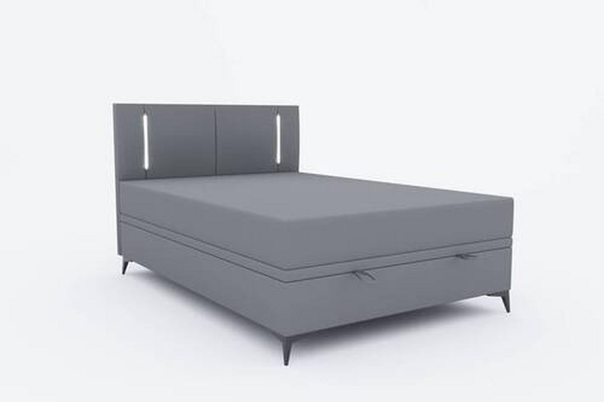 BOXBETT 140/200 cm  in Dunkelgrau  - Dunkelgrau/Schwarz, Konventionell, Textil/Metall (140/200cm) - Carryhome