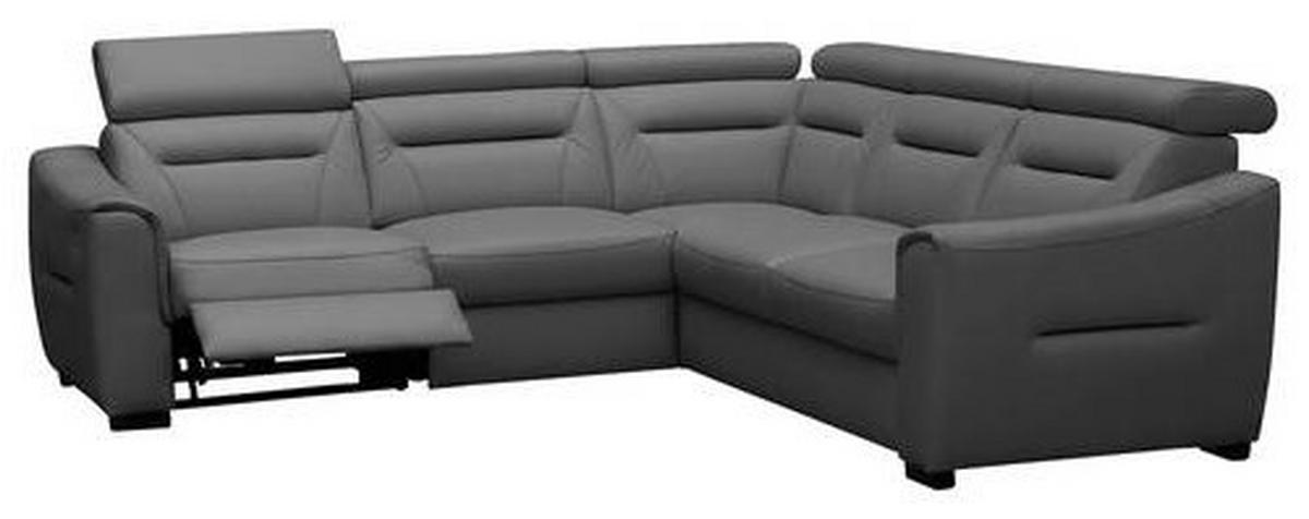 ECKSOFA Lederlook Echtleder Anthrazit  - Wengefarben/Anthrazit, Design, Leder/Holz (260/260cm) - Celina Home