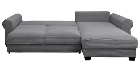 ECKSOFA Dunkelgrau Cord  - Dunkelgrau/Schwarz, KONVENTIONELL, Kunststoff/Textil (318/197cm) - Hom`in