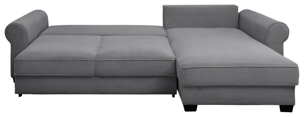 ECKSOFA in Cord Dunkelgrau  - Dunkelgrau/Schwarz, Konventionell, Kunststoff/Textil (318/197cm) - MID.YOU
