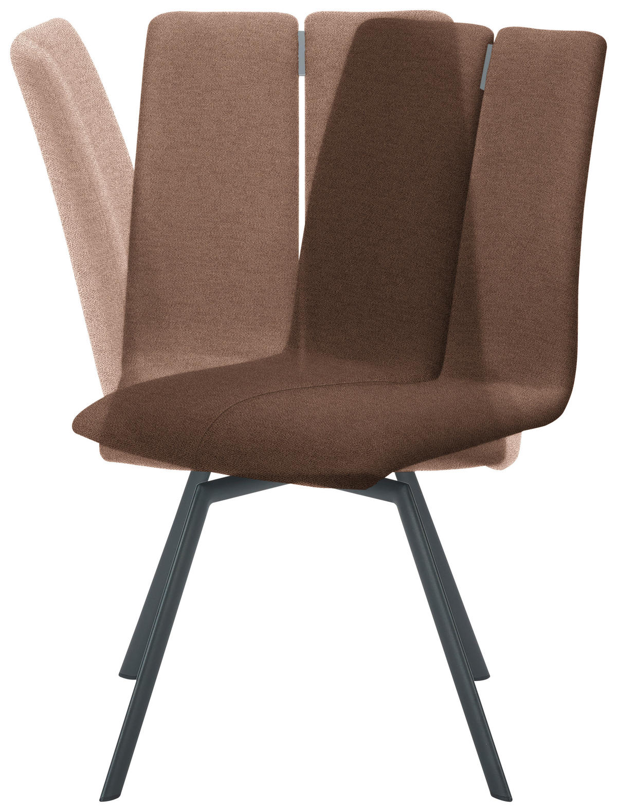 STUHL  Lederauswahl, Stoffauswahl, Typenauswahl Struktur  - Anthrazit/Altrosa, Design, Textil/Metall (50/92/64cm) - Venjakob