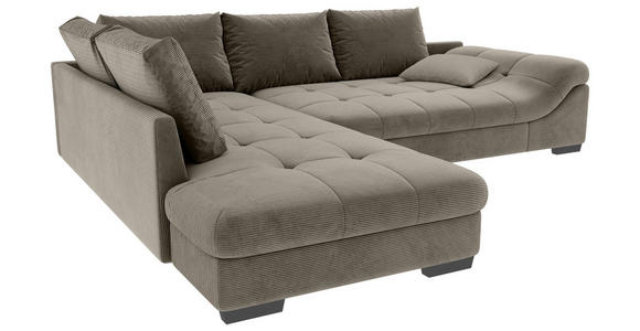 ECKSOFA Taupe Cord - Taupe/Schwarz, KONVENTIONELL, Holz/Textil (202/298cm) - Carryhome