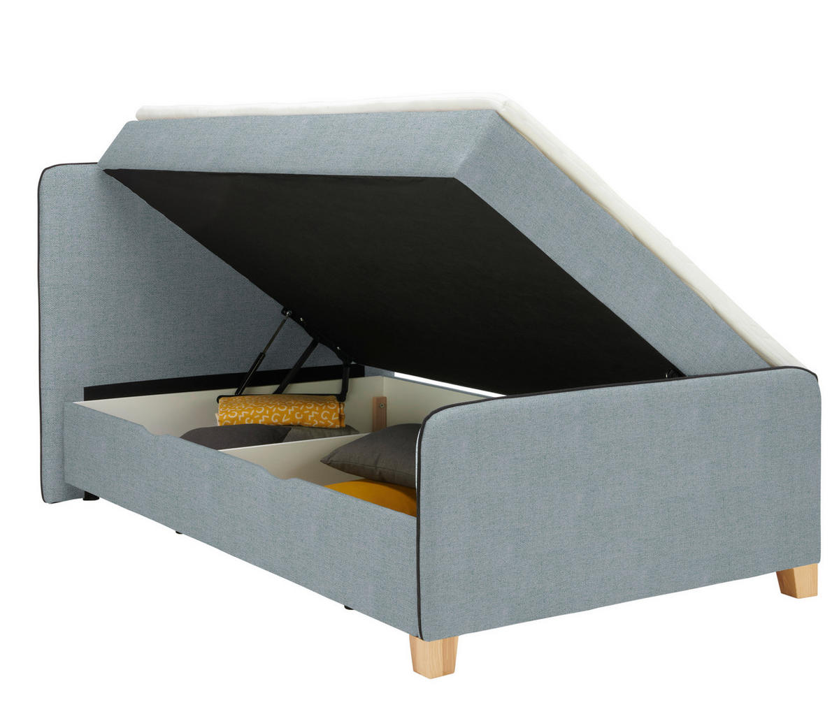 BOXBETT 100/200 cm  Mintgrau  - Mintgrau/Eichefarben, Design, Holz/Holzwerkstoff (100/200cm) - Moderano